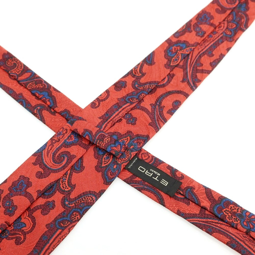 【中古】エトロ ETRO シルク ペイズリー柄ネクタイ レッドxブルー【 状態ランクB 】【 メンズ 】