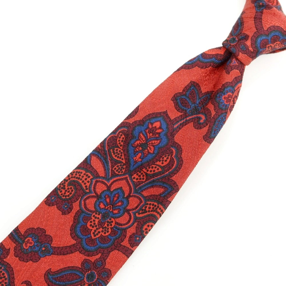 【中古】エトロ ETRO シルク ペイズリー柄ネクタイ レッドxブルー【 状態ランクB 】【 メンズ 】