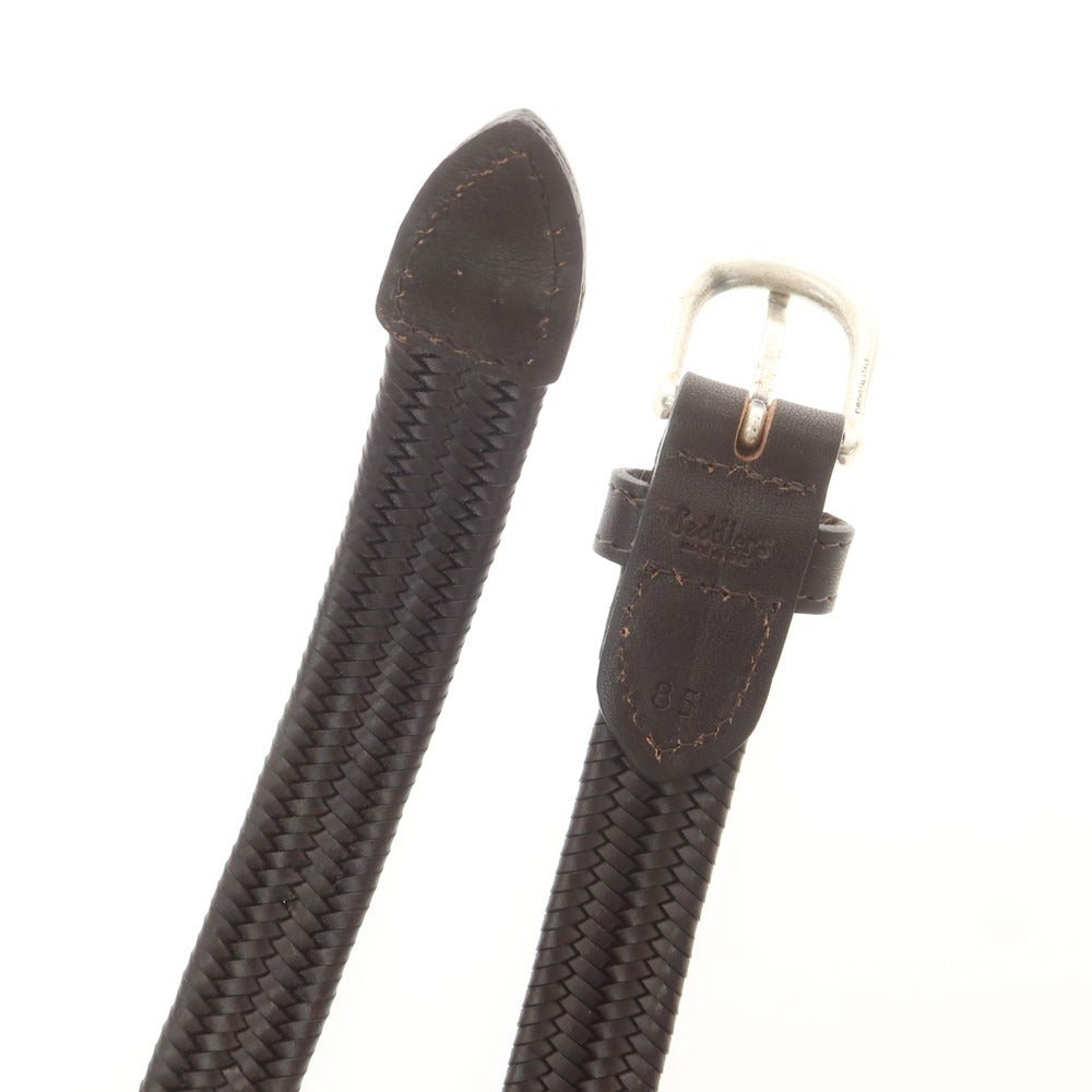 【中古】サドラーズ Saddlers エラスティック レザーメッシュ ベルト ダークブラウン【 85 】【 状態ランクA 】【 メンズ 】