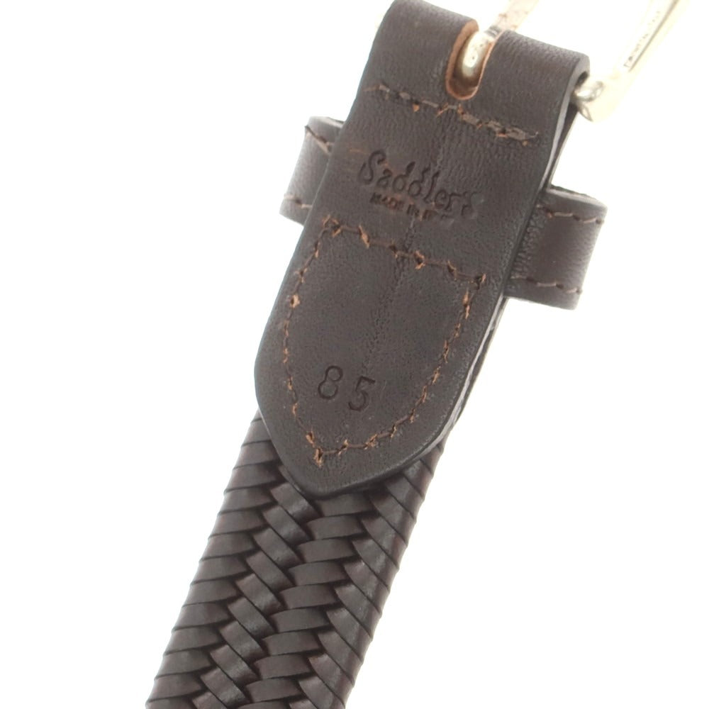【中古】サドラーズ Saddlers エラスティック レザーメッシュ ベルト ダークブラウン【 85 】【 状態ランクA 】【 メンズ 】