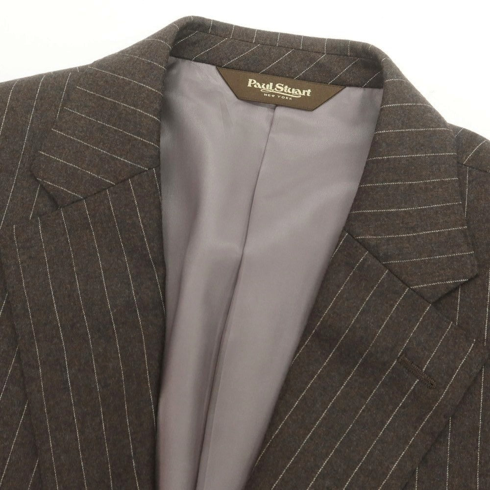 【中古】ポールスチュアート PAUL STUART ウール ストライプ 2つボタンスーツ ブラウンxホワイト【 上48L/下88 】【 状態ランクC 】【 メンズ 】
