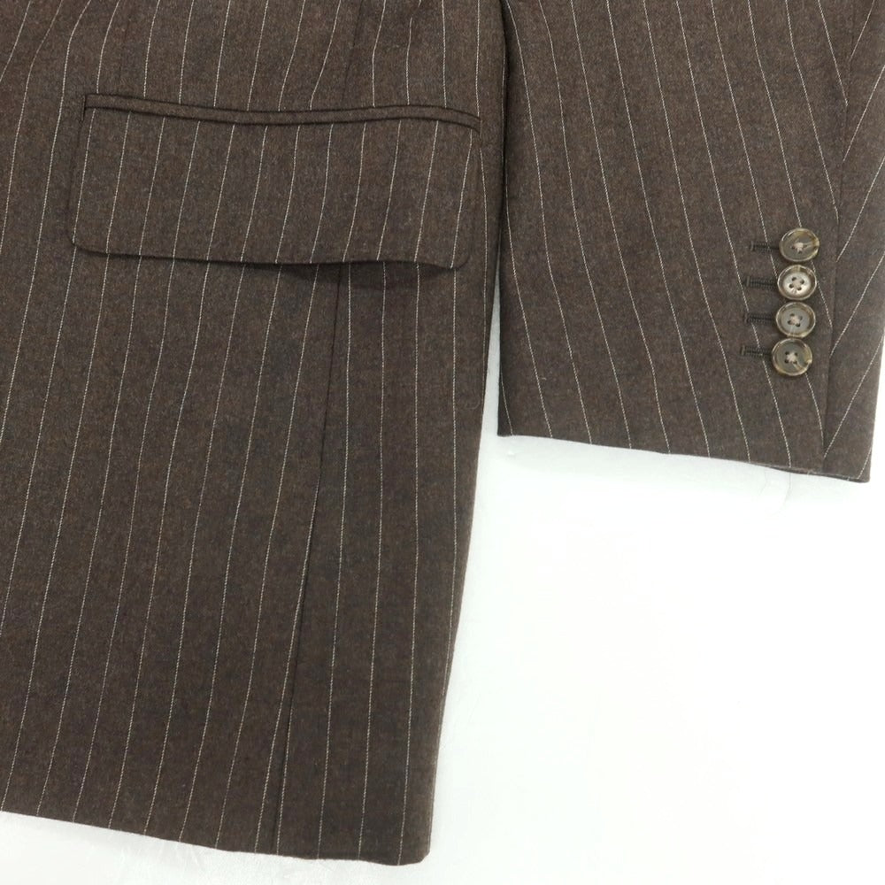 【中古】ポールスチュアート PAUL STUART ウール ストライプ 2つボタンスーツ ブラウンxホワイト【 上48L/下88 】【 状態ランクC 】【 メンズ 】