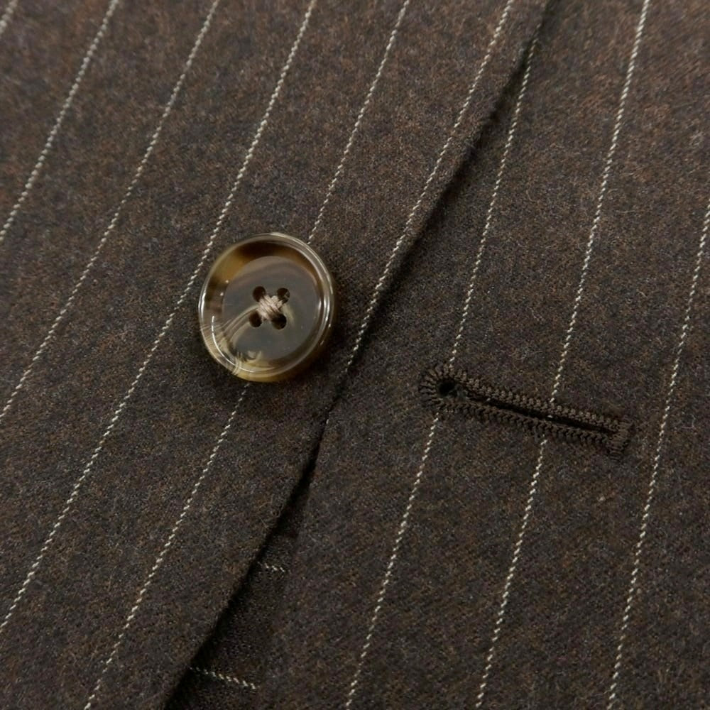 【中古】ポールスチュアート PAUL STUART ウール ストライプ 2つボタンスーツ ブラウンxホワイト【 上48L/下88 】【 状態ランクC 】【 メンズ 】