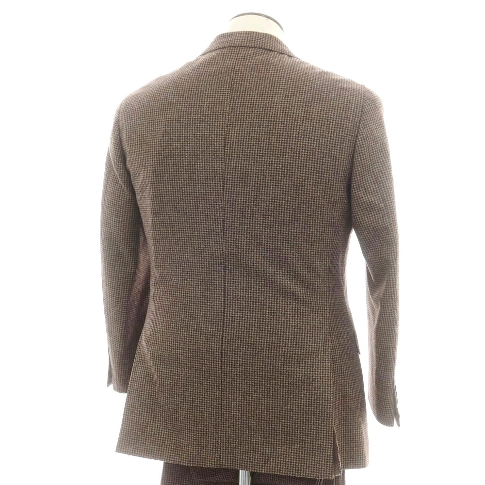 【中古】ビームスエフ BEAMS F ウール ハウンドトゥース 3つボタンスーツ ベージュxブラウン【 50 】【 状態ランクB 】【 メンズ 】