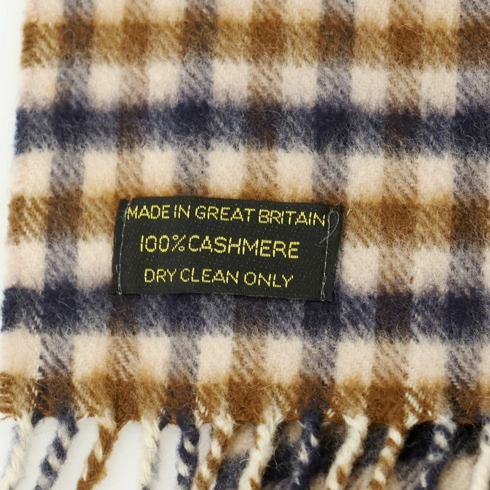 【中古】アクアスキュータム Aquascutum カシミヤ チェック マフラー ベージュxブラウン【 状態ランクB 】【 メンズ 】