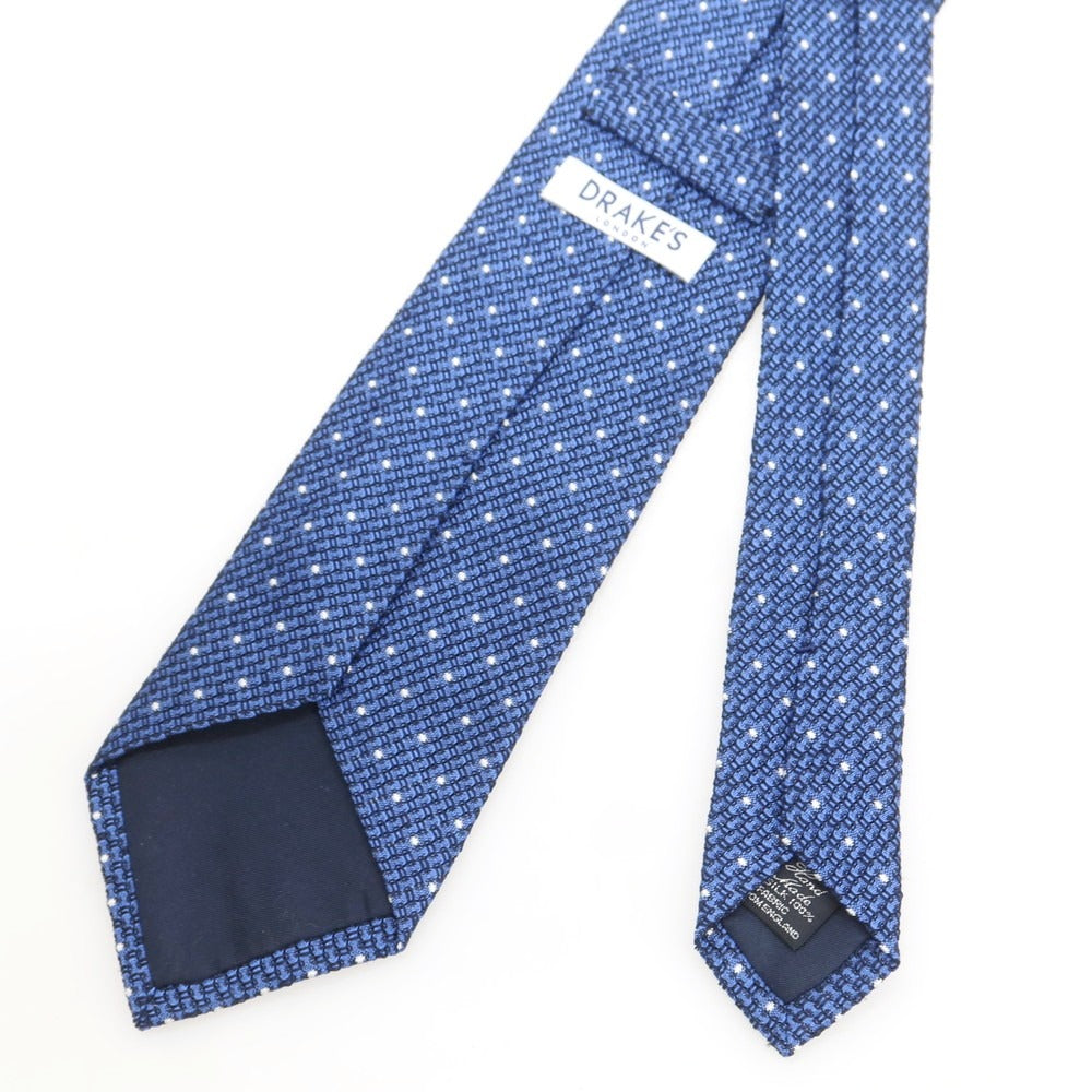 【中古】ドレイクス DRAKES シルク ドット柄ネクタイ ブルーxホワイト【 状態ランクA 】【 メンズ 】