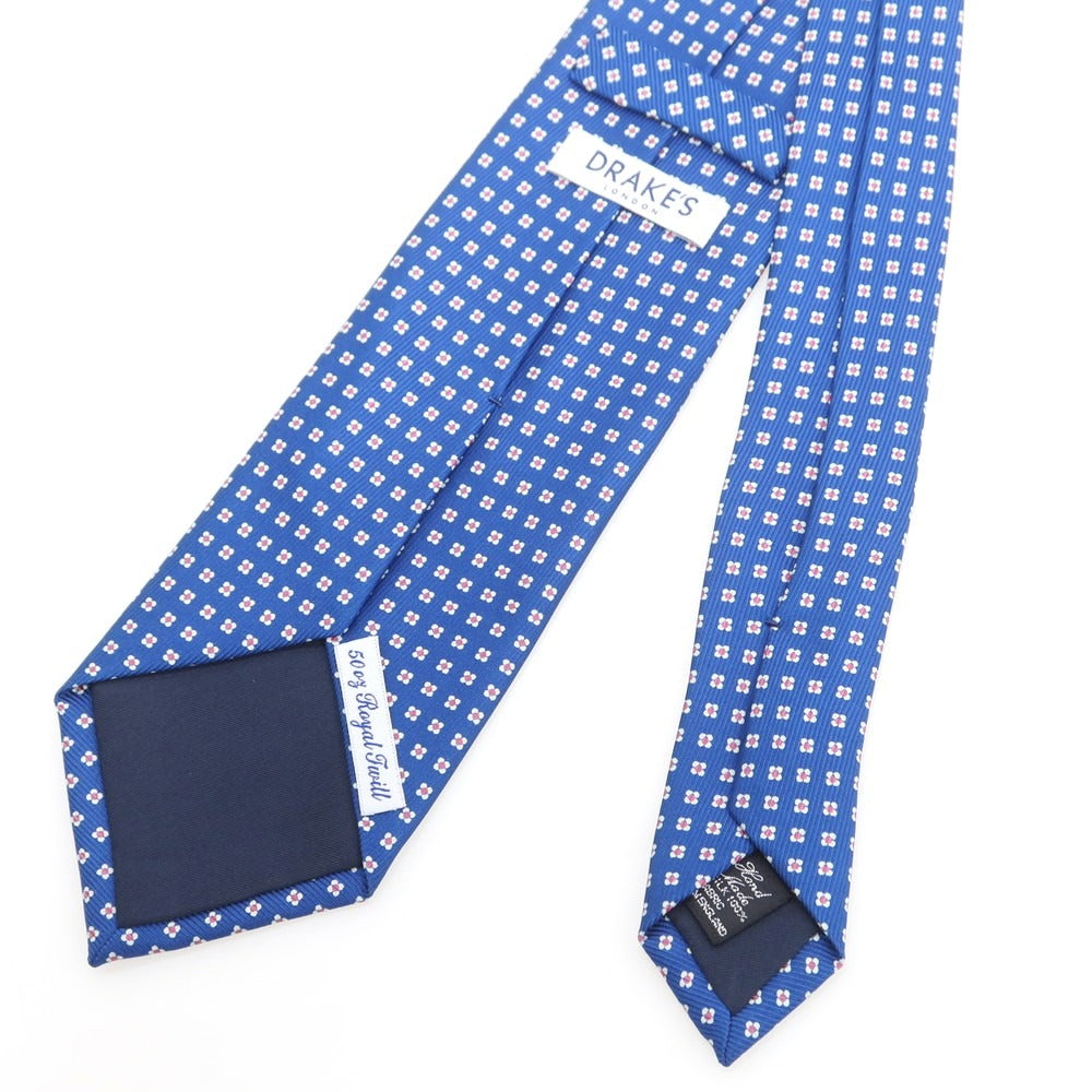 【中古】ドレイクス DRAKES 50 oz ROYAL TWILL シルク 小紋柄ネクタイ ブルーxピンク【 状態ランクA 】【 メンズ 】