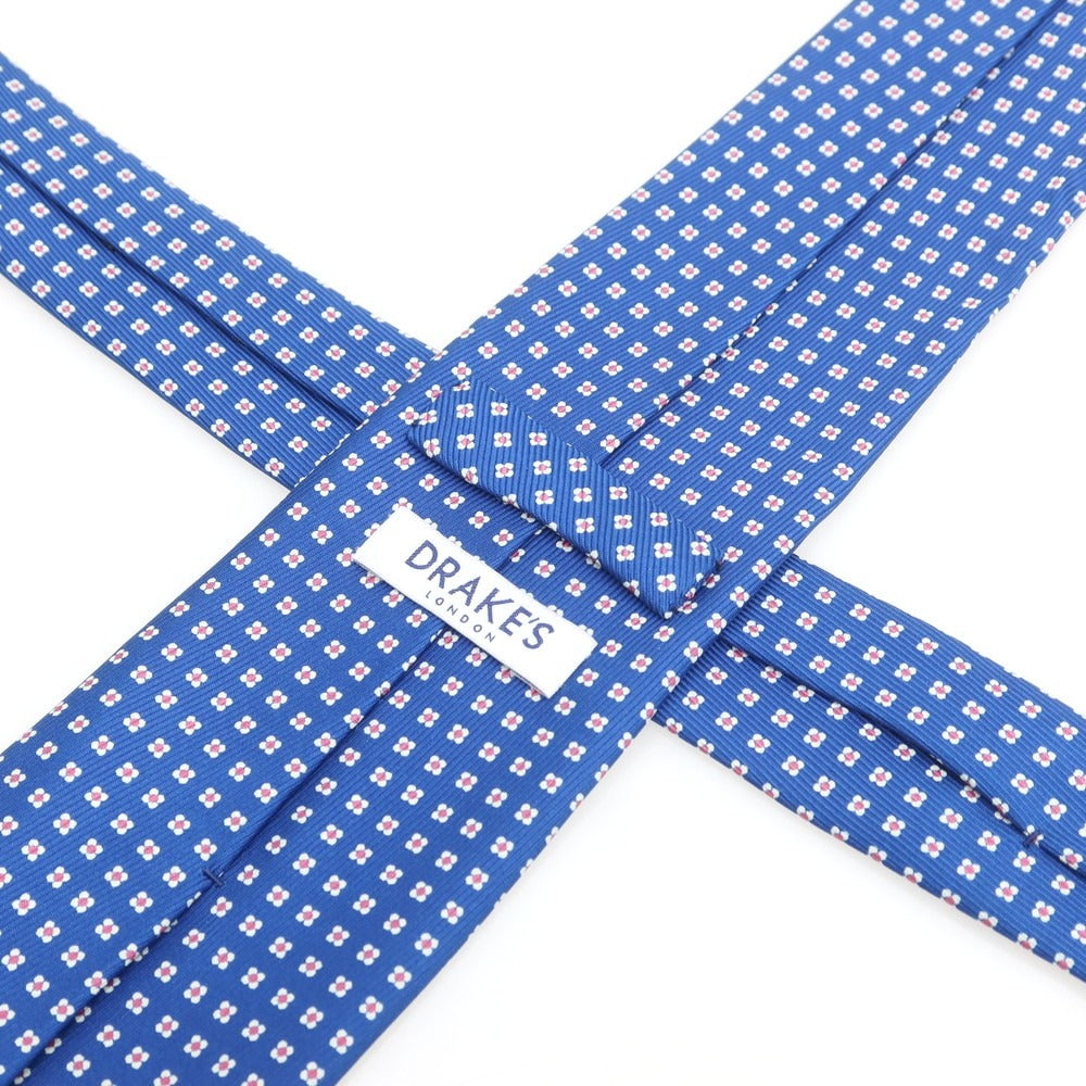 【中古】ドレイクス DRAKES 50 oz ROYAL TWILL シルク 小紋柄ネクタイ ブルーxピンク【 状態ランクA 】【 メンズ 】