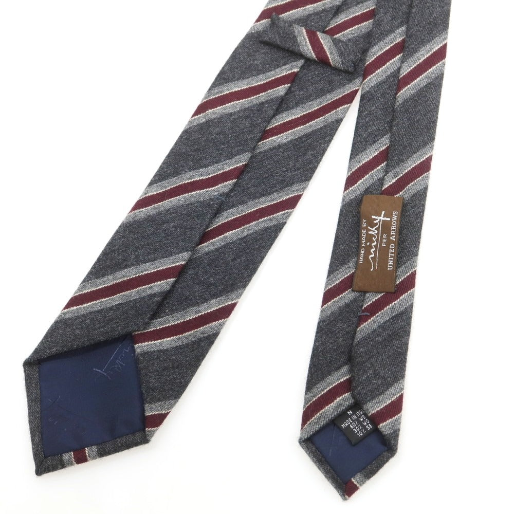 【中古】ニッキー nicky UNITED ARROWS別注 カシミヤウールシルク ストライプ柄ネクタイ ダークグレーxワインレッド【 状態ランクB 】【 メンズ 】