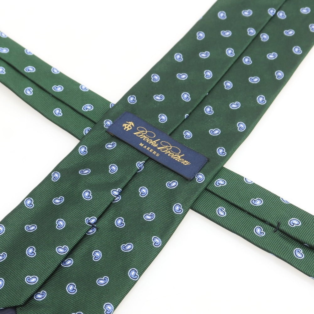 【中古】ブルックスブラザーズ Brooks Brothers シルク 小紋柄ネクタイ グリーンxブルー【 状態ランクA 】【 メンズ 】