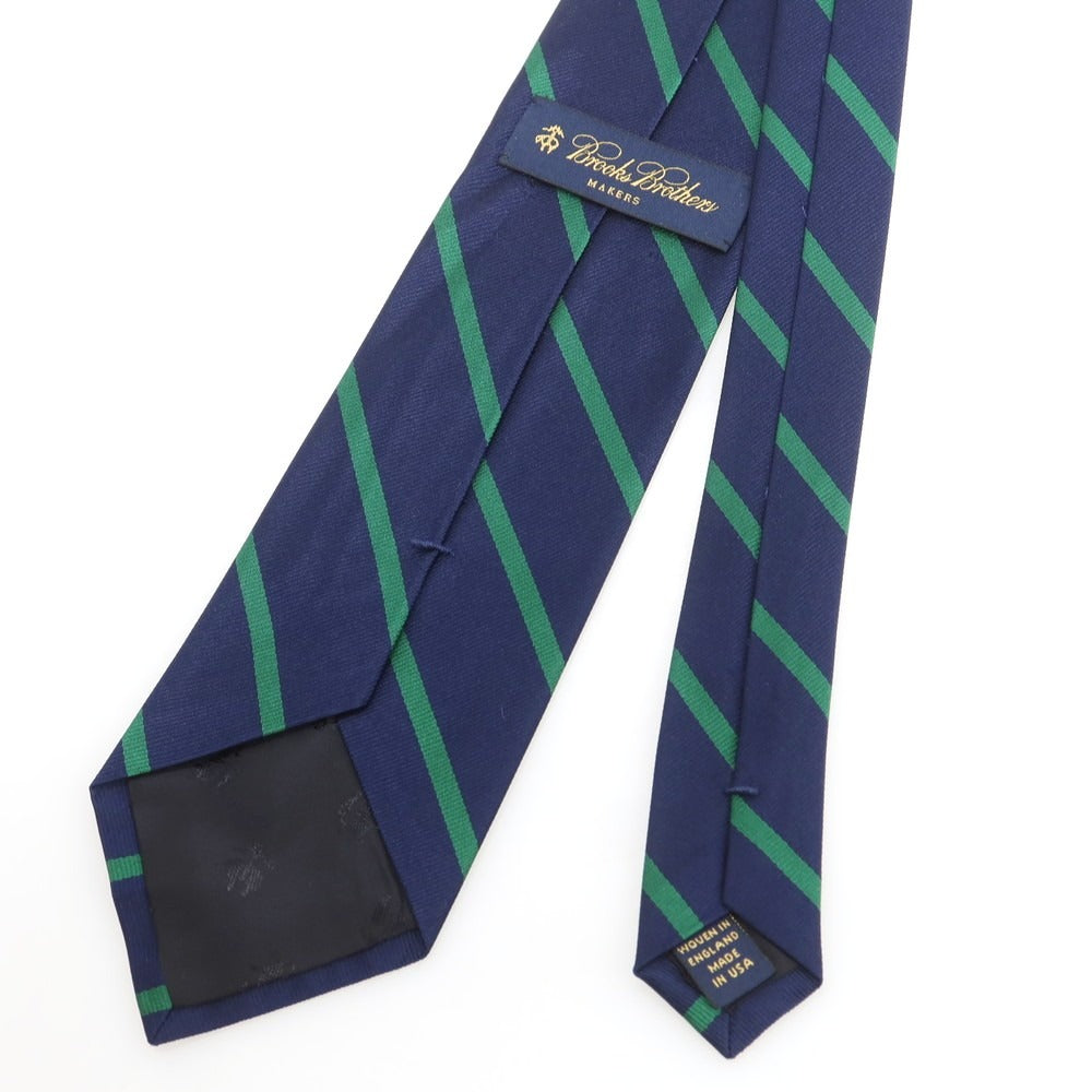 【中古】ブルックスブラザーズ Brooks Brothers シルク ストライプ柄ネクタイ ネイビーxグリーン【 状態ランクA 】【 メンズ 】