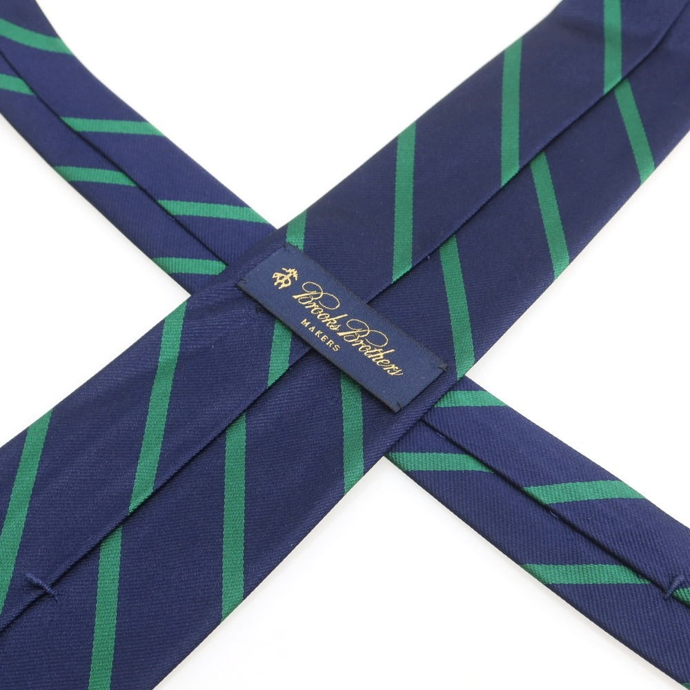 【中古】ブルックスブラザーズ Brooks Brothers シルク ストライプ柄ネクタイ ネイビーxグリーン【 状態ランクA 】【 メンズ 】