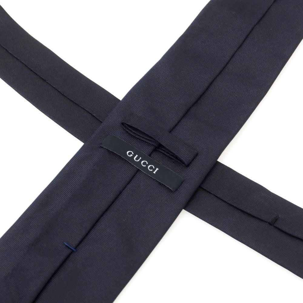 【中古】グッチ GUCCI シルク 無地ネクタイ ダークネイビー【 状態ランクB 】【 メンズ 】