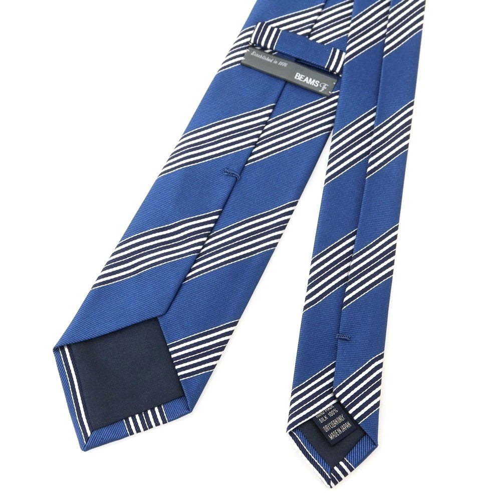 【中古】ビームスエフ BEAMS F シルク ストライプ柄ネクタイ ブルーxホワイト【 状態ランクB 】【 メンズ 】