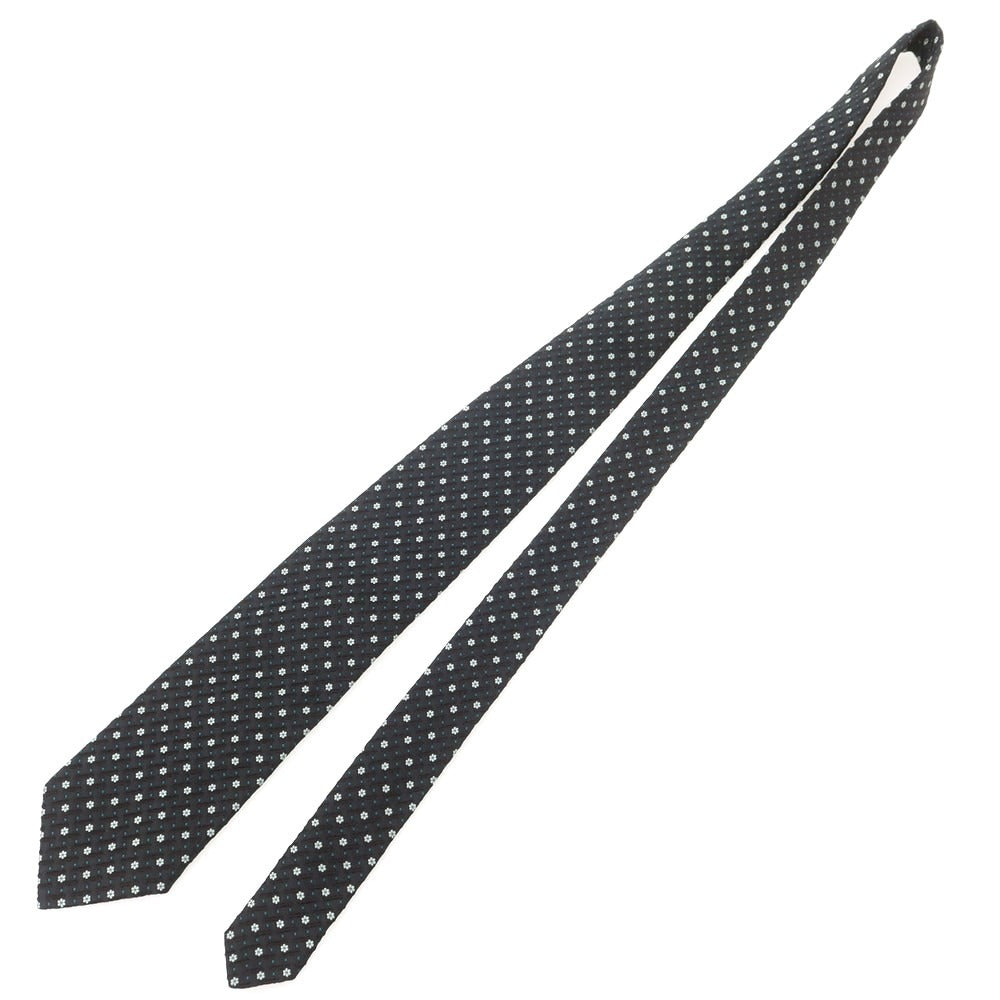 【中古】マニファトーレ クラバッテ Manifatture Cravatte シルク 花小紋柄ネクタイ ブラックxグリーン【 状態ランクB 】【 メンズ 】