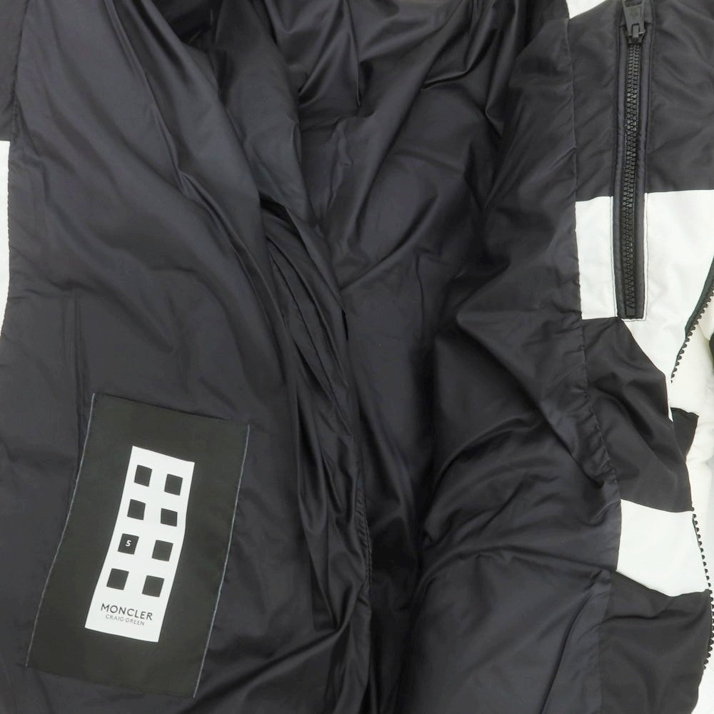 【中古】モンクレール ジーニアス MONCLER GENIUS × CRAIG GREEN ナイロン フーデッド ダウンジャケット ブラックxホワイト【 2 】【 状態ランクC 】【 メンズ 】