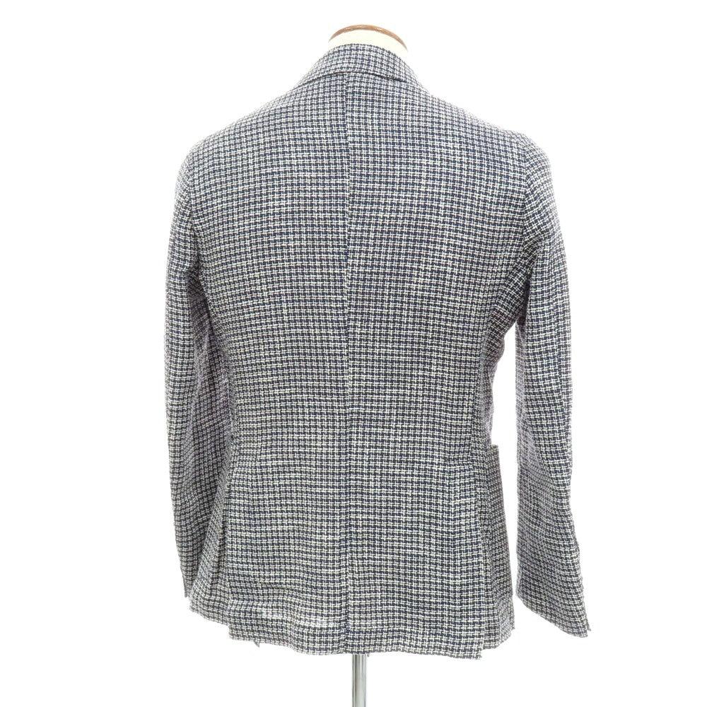 【中古】ボッテガ マルティネーゼ BOTTEGA MARTINESE リネンコットン 2B カジュアルジャケット ネイビーxホワイト【 48 】【 状態ランクB 】【 メンズ 】