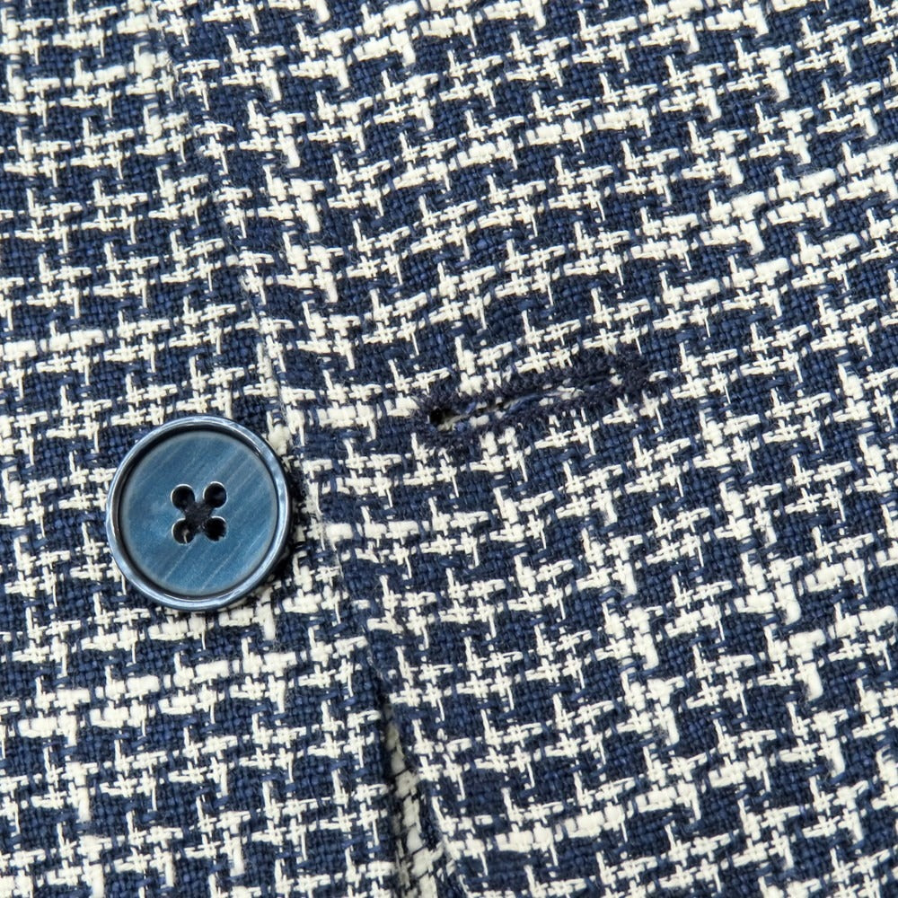 【中古】ボッテガ マルティネーゼ BOTTEGA MARTINESE リネンコットン 2B カジュアルジャケット ネイビーxホワイト【 48 】【 状態ランクB 】【 メンズ 】