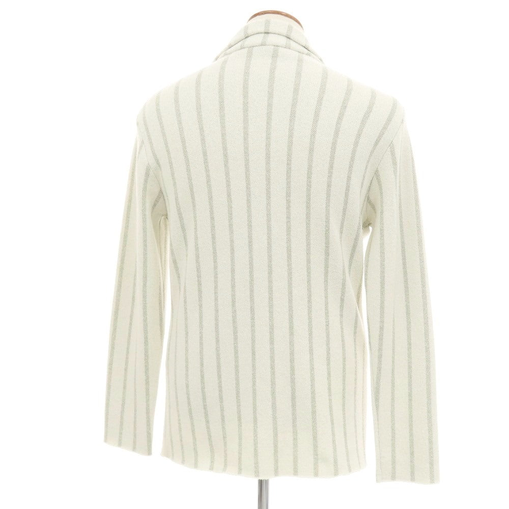 【中古】フィル ペター PHIL PETTER コットンナイロン ストライプ 2B ニットジャケット ホワイトxグラスグリーン【 M 】【 状態ランクB 】【 メンズ 】