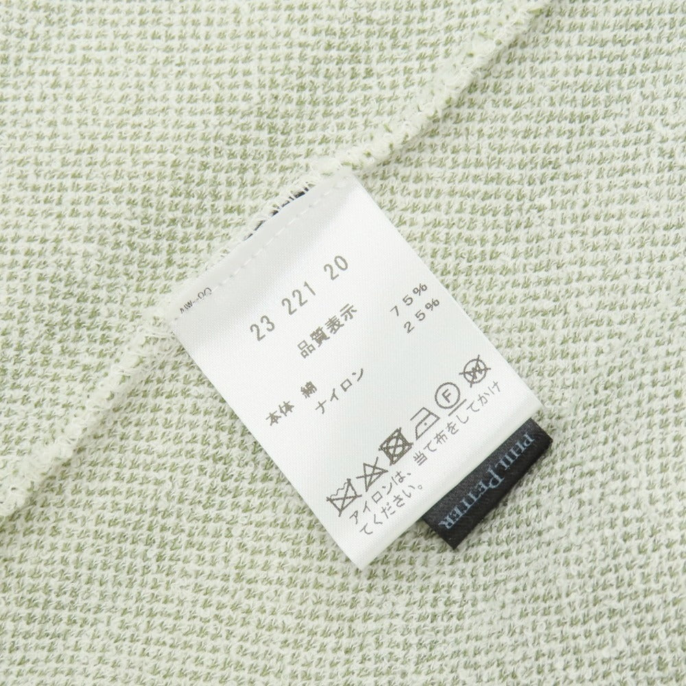 【中古】フィル ペター PHIL PETTER コットンナイロン ストライプ 2B ニットジャケット ホワイトxグラスグリーン【 M 】【 状態ランクB 】【 メンズ 】