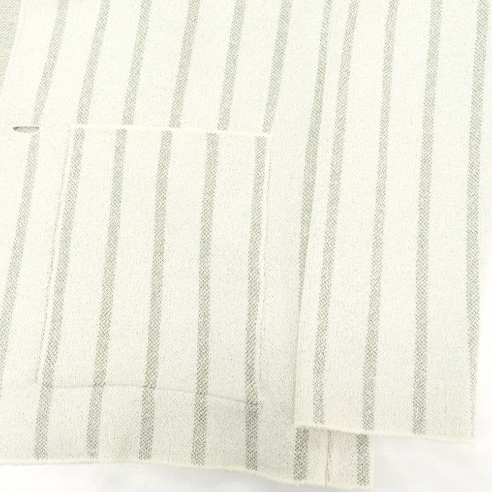 【中古】フィル ペター PHIL PETTER コットンナイロン ストライプ 2B ニットジャケット ホワイトxグラスグリーン【 M 】【 状態ランクB 】【 メンズ 】