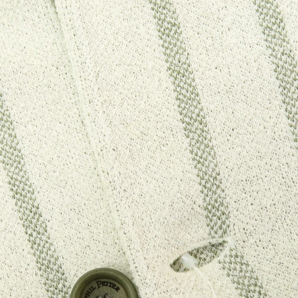 【中古】フィル ペター PHIL PETTER コットンナイロン ストライプ 2B ニットジャケット ホワイトxグラスグリーン【 M 】【 状態ランクB 】【 メンズ 】