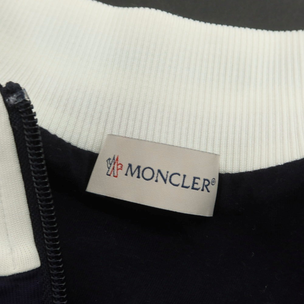 【中古】モンクレール MONCLER ナイロンコットン ダブルジップ ジャージ ネイビーxホワイト【 M 】【 状態ランクC 】【 メンズ 】
