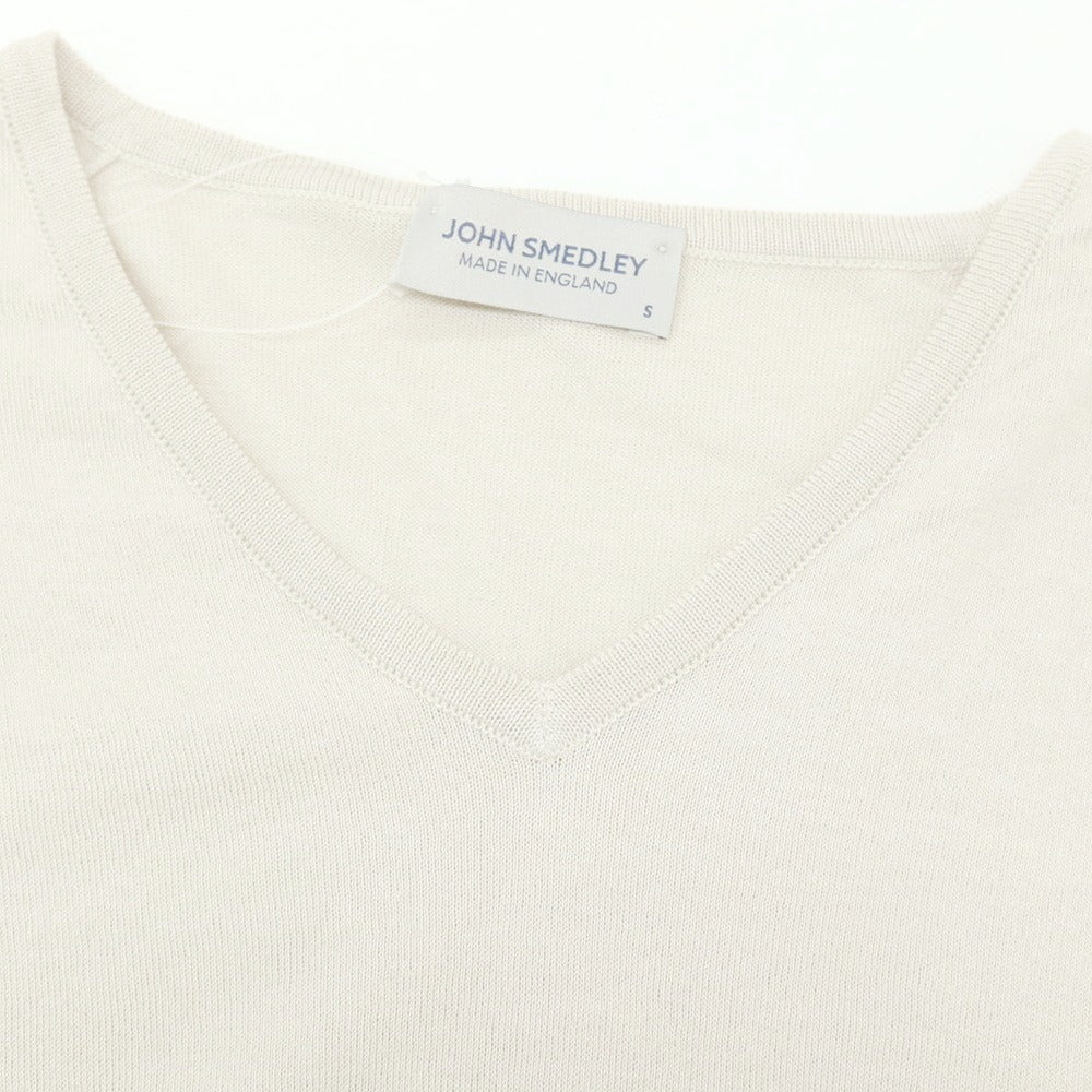 【中古】ジョンスメドレー JOHN SMEDLEY ハイゲージコットン 半袖Vネックニット グレージュ【 S 】【 状態ランクB 】【 メンズ 】