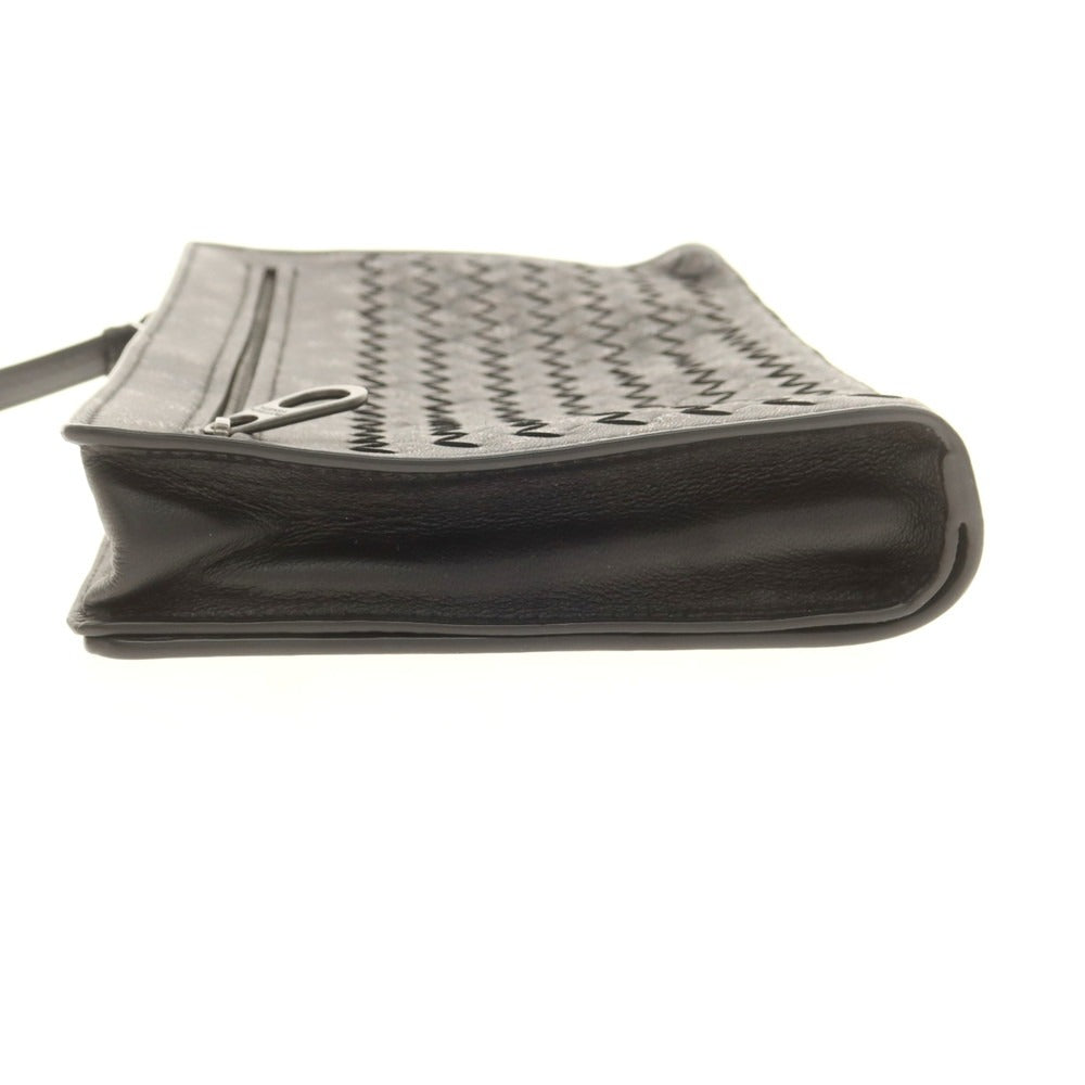 【中古】ボッテガヴェネタ BOTTEGAVENETA イントレチャート レザー セカンドバッグ ブラック【 状態ランクB 】【 メンズ 】