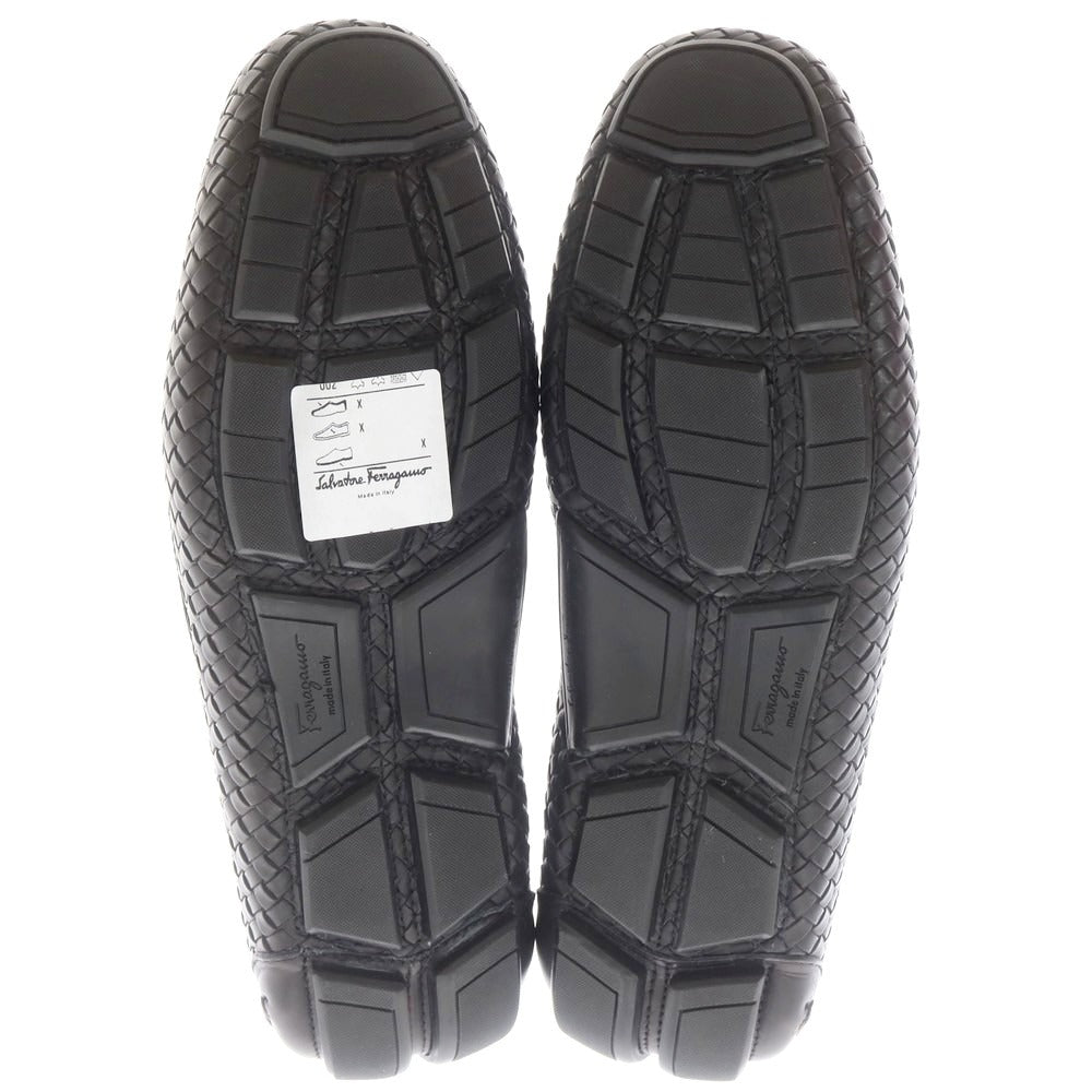 【中古】【未使用】サルヴァトーレフェラガモ Salvatore Ferragamo イントレチャートレザー ビット ドライビングシューズ ブラック【 7 】【 状態ランクS 】【 メンズ 】