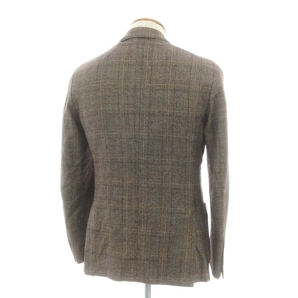 【中古】ラルディーニ LARDINI シルクウール チェック テーラードジャケット グレー【 46 】【 状態ランクC 】【 メンズ 】
