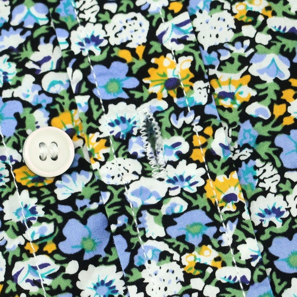 【中古】オックスフォードラッズ OXFORD LADS コットン 花柄 ボタンダウン カジュアルシャツ ブルー系xブラック【 L 】【 状態ランクB 】【 メンズ 】