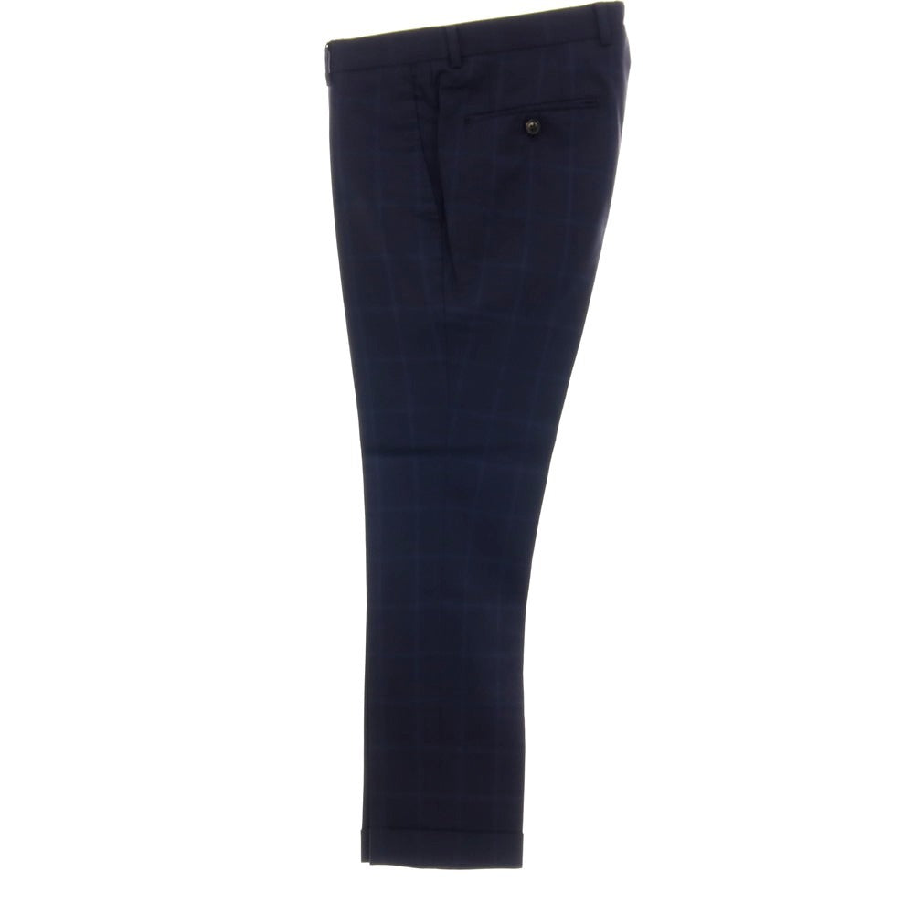 【中古】アザブテーラー azabu tailor ウール チェック 2つボタンスーツ ネイビーxブルー【サイズ上40/下76】【 状態ランクC 】【 メンズ 】