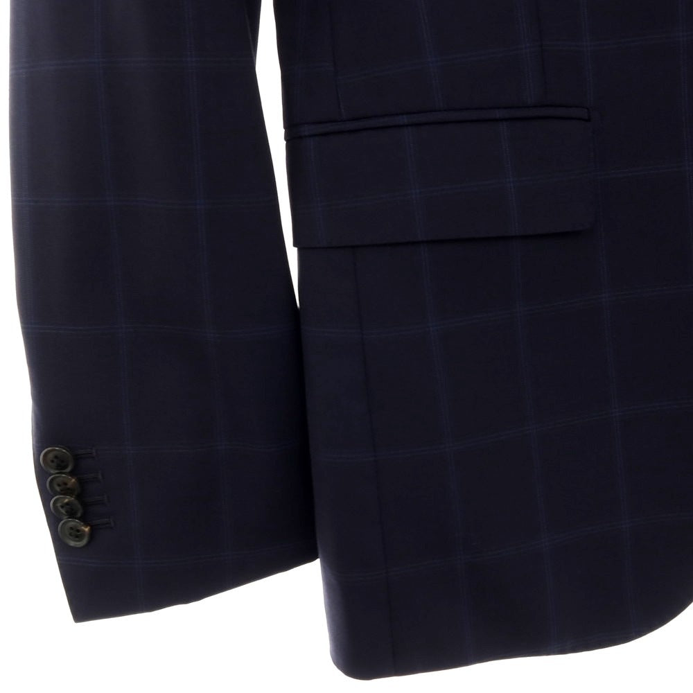 【中古】アザブテーラー azabu tailor ウール チェック 2つボタンスーツ ネイビーxブルー【サイズ上40/下76】【 状態ランクC 】【 メンズ 】