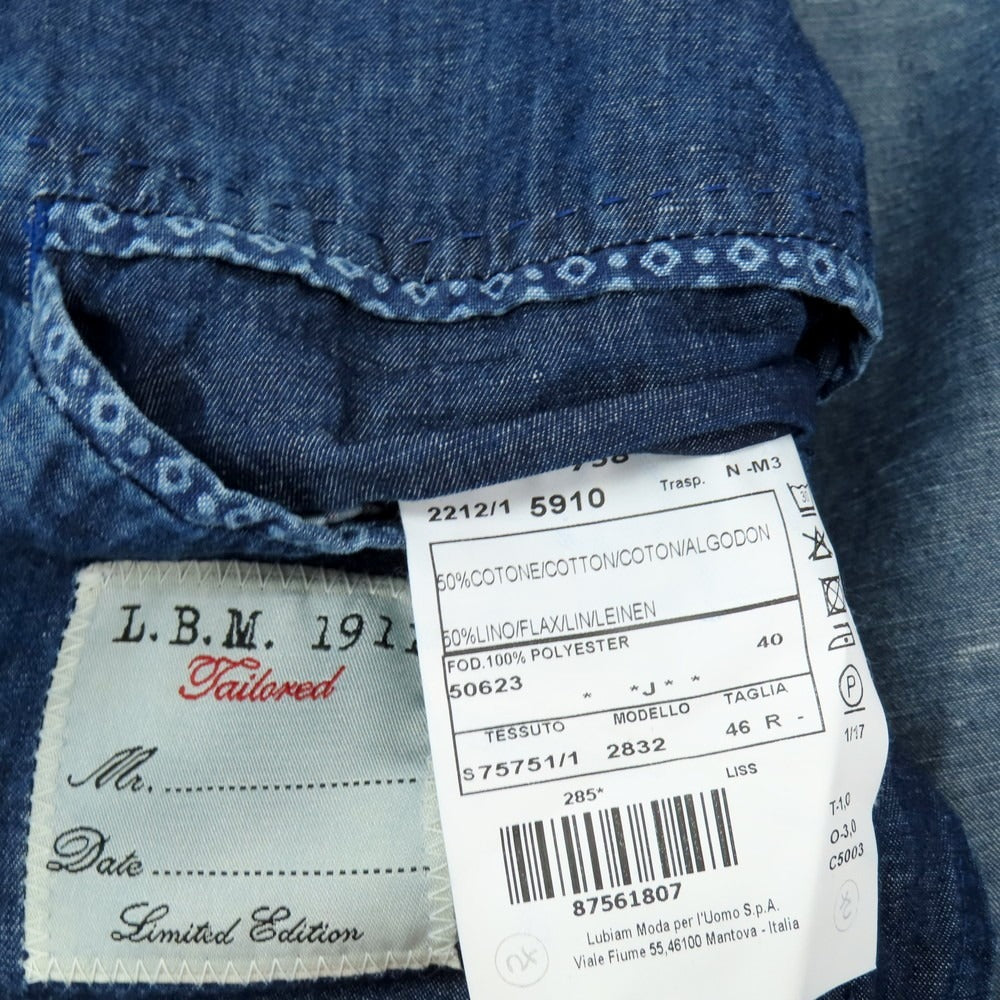 【中古】エルビーエム1911 L.B.M.1911 リネンコットン 2B カジュアルジャケット ライトネイビー【 46 】【 状態ランクB 】【 メンズ 】