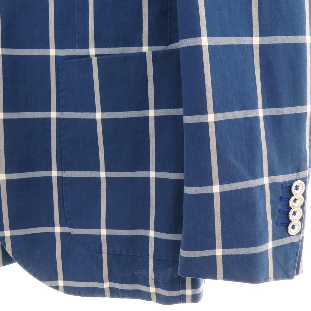 【中古】エルビーエム1911 L.B.M.1911 コットン チェック 2B カジュアルジャケット ライトネイビーxホワイト【 46 】【 状態ランクD 】【 メンズ 】