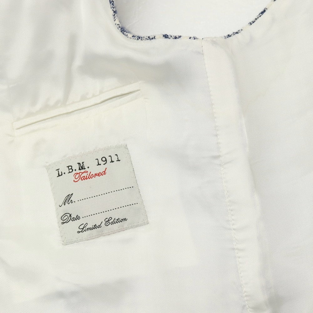 【SALE30%OFF/返品不可】【中古】エルビーエム1911 L.B.M.1911 コットンナイロンリネン チェック カジュアル系ジレ ベスト ネイビーxホワイト【 サイズ44 R 】【 状態ランクC 】【 メンズ 】