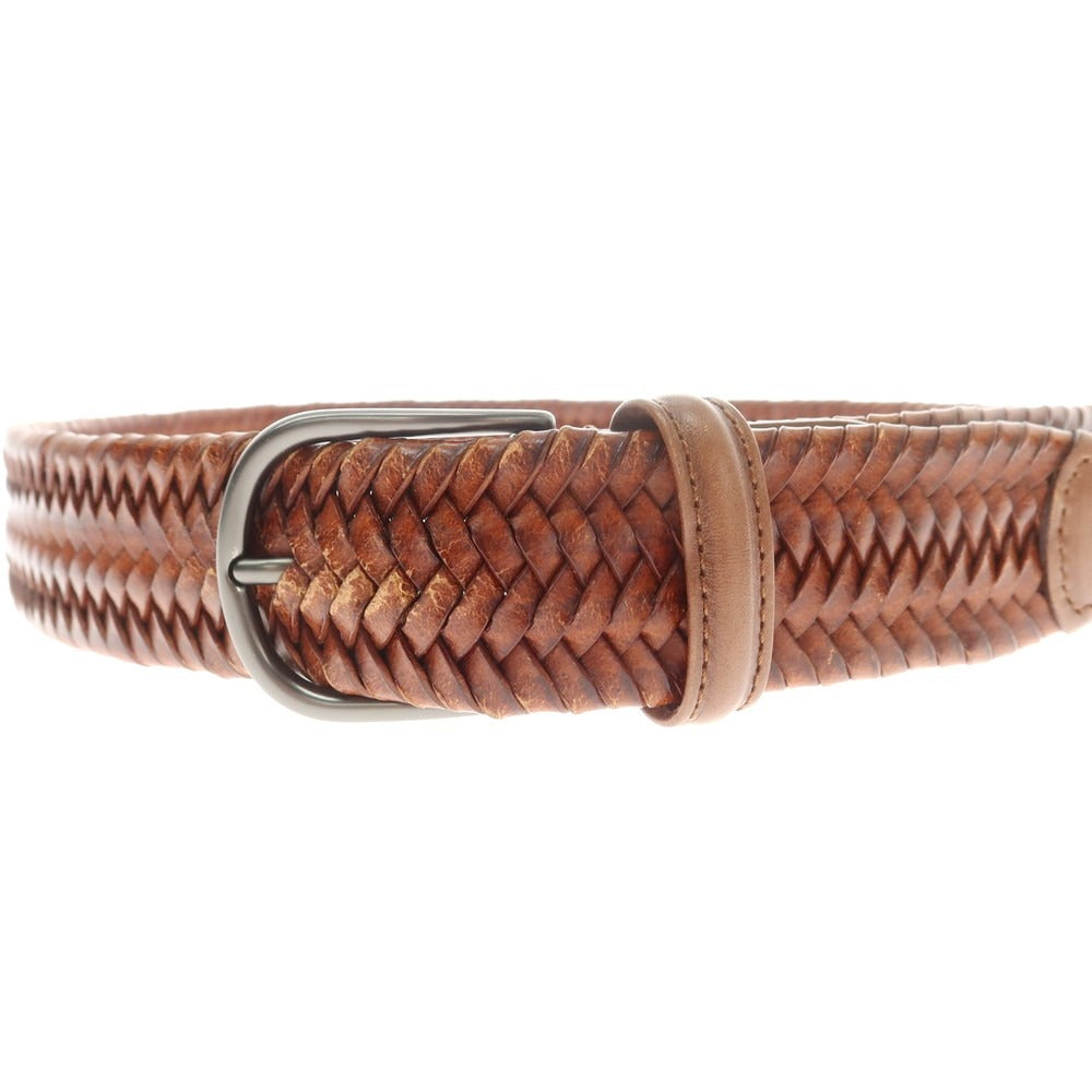 【中古】アンダーソンズ Andersons エラスティック レザーメッシュ ベルト ブラウン【 M 】【 状態ランクC 】【 メンズ 】