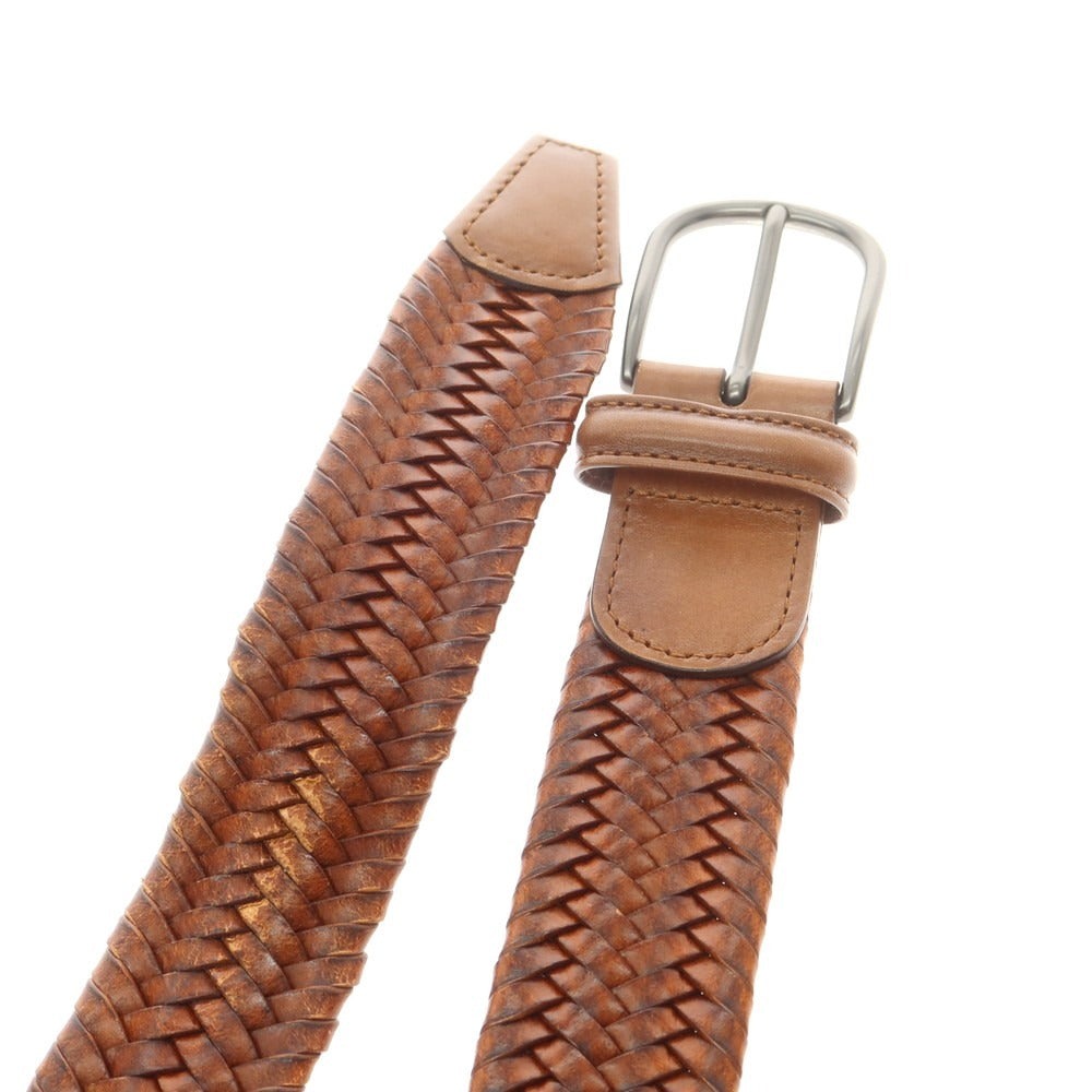 【中古】アンダーソンズ Andersons エラスティック レザーメッシュ ベルト ブラウン【 M 】【 状態ランクC 】【 メンズ 】