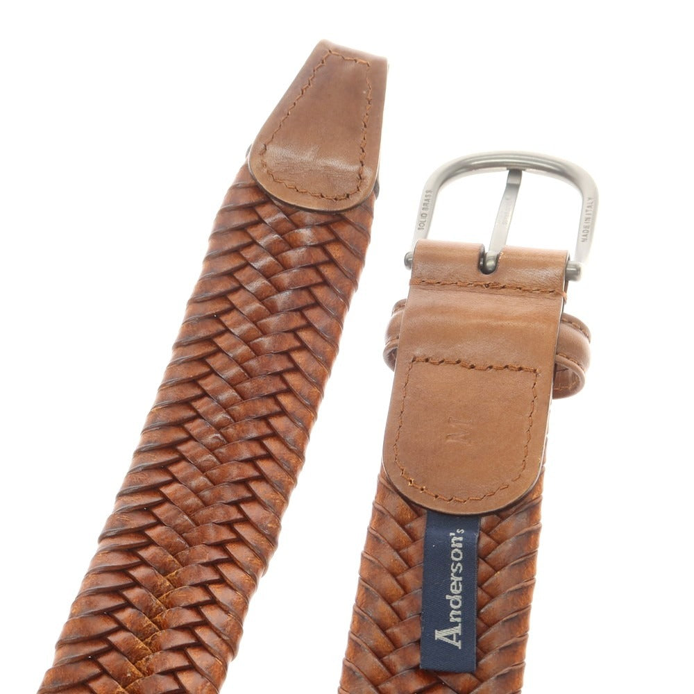 【中古】アンダーソンズ Andersons エラスティック レザーメッシュ ベルト ブラウン【 M 】【 状態ランクC 】【 メンズ 】