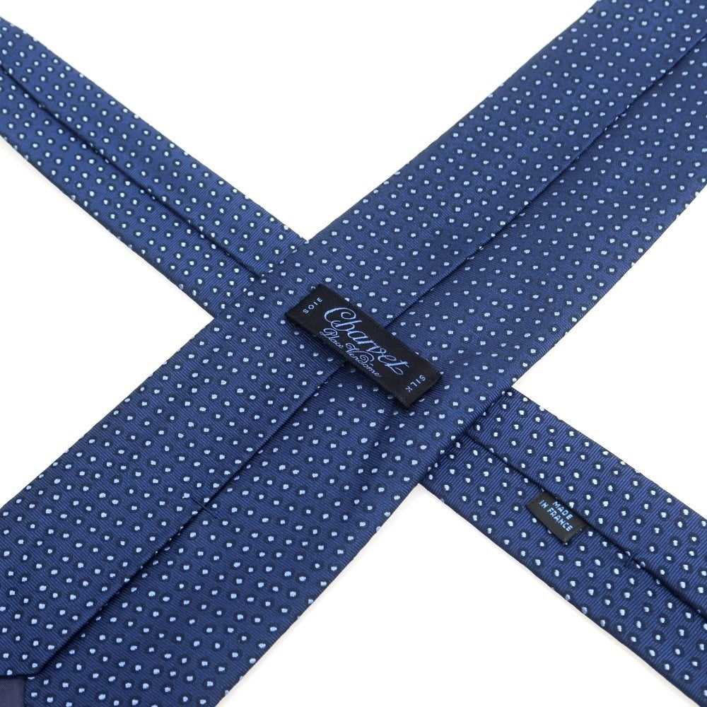 【中古】シャルベ CHARVET シルク 小紋柄ネクタイ ライトネイビーxライトブルー【 状態ランクA 】【 メンズ 】