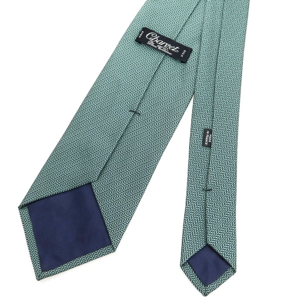 【中古】シャルベ CHARVET シルク 無地ネクタイ グリーン系xブラック【 状態ランクA 】【 メンズ 】