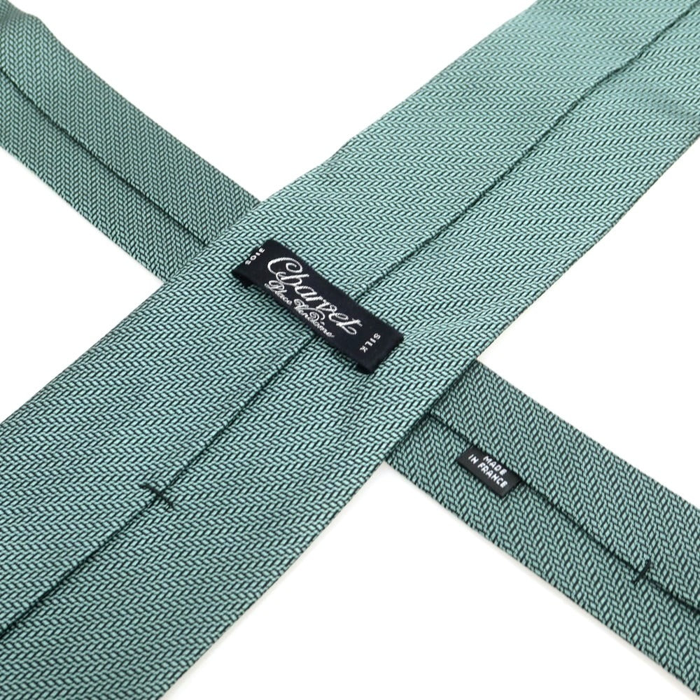 【中古】シャルベ CHARVET シルク 無地ネクタイ グリーン系xブラック【 状態ランクA 】【 メンズ 】