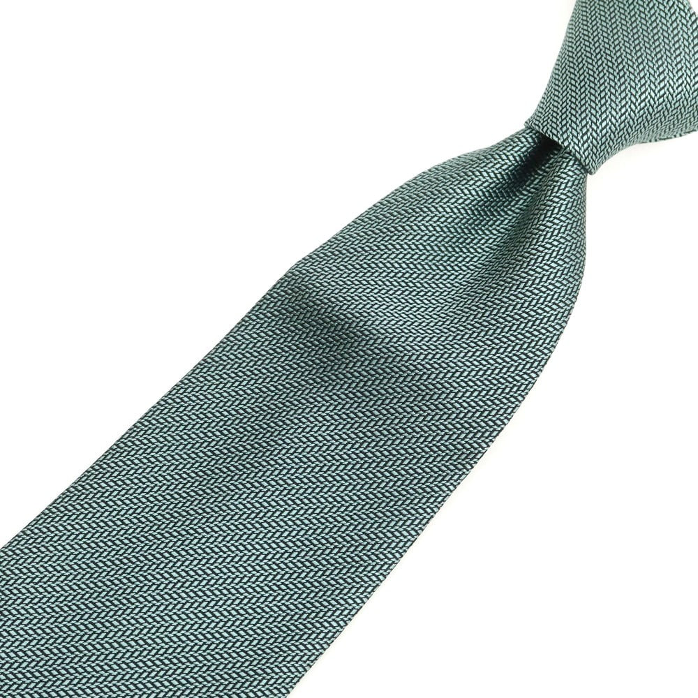 【中古】シャルベ CHARVET シルク 無地ネクタイ グリーン系xブラック【 状態ランクA 】【 メンズ 】
