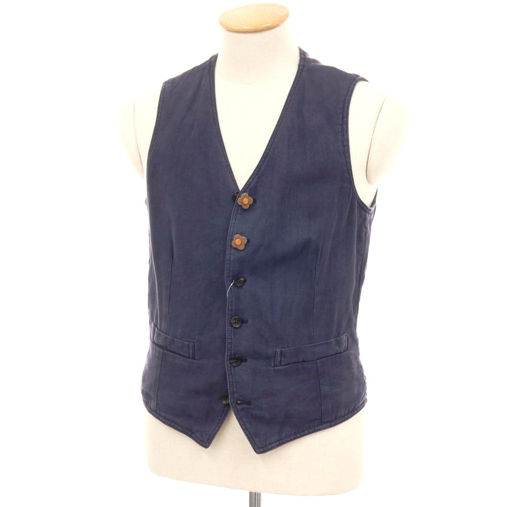 【中古】ラルディーニ LARDINI コットンレーヨン カジュアル系ジレ ベスト ネイビー【サイズ44 REG】【 状態ランクB 】【 メンズ 】