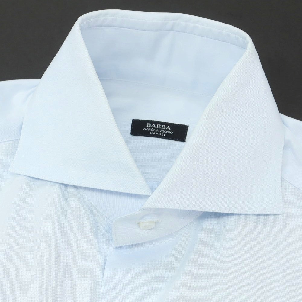 【中古】バルバ BARBA コットン ホリゾンタルカラー ドレスシャツ ライトブルー【 37 】【 状態ランクC 】【 メンズ 】