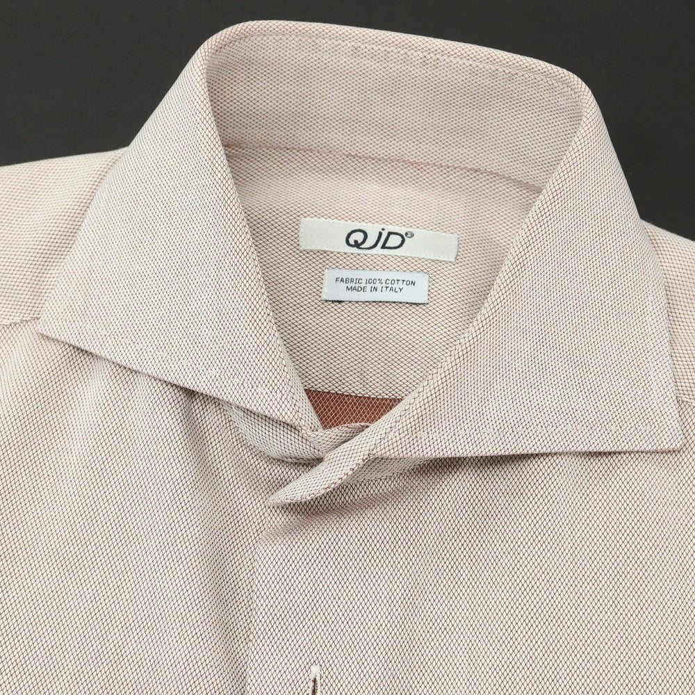 【中古】クイード QJD コットン ホリゾンタルカラー ドレスシャツ ブラウンxホワイト【 38 】【 状態ランクB 】【 メンズ 】
