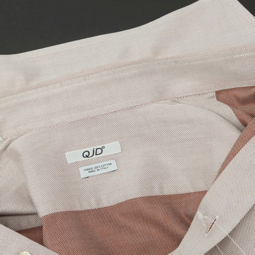 【中古】クイード QJD コットン ホリゾンタルカラー ドレスシャツ ブラウンxホワイト【 38 】【 状態ランクB 】【 メンズ 】