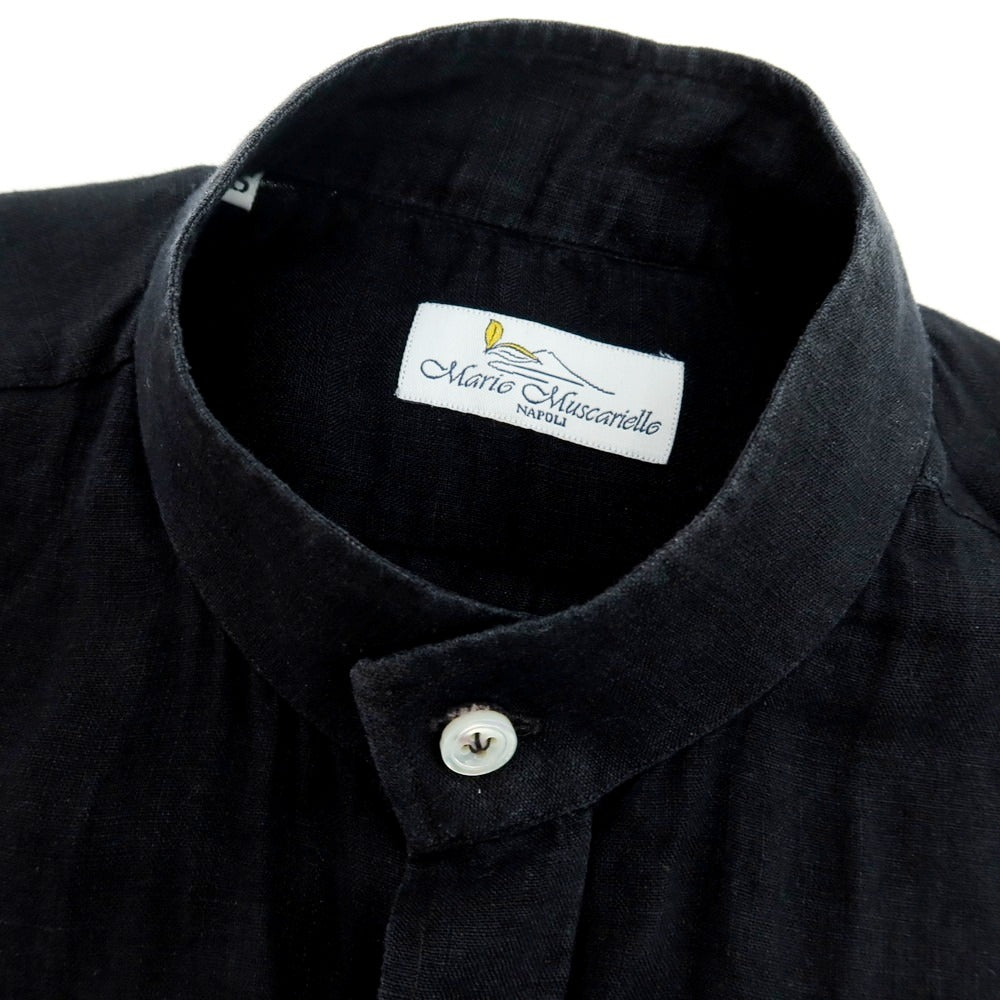 【中古】マリオ ムスカリエッロ Mario Muscariello リネン 半袖シャツ ブラック【サイズXS】【 状態ランクC 】【 メンズ 】