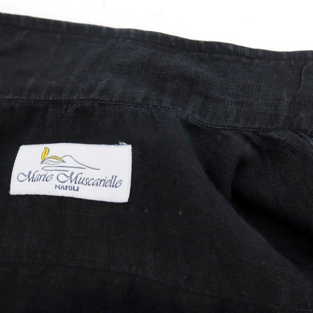 【中古】マリオ ムスカリエッロ Mario Muscariello リネン 半袖シャツ ブラック【サイズXS】【 状態ランクC 】【 メンズ 】